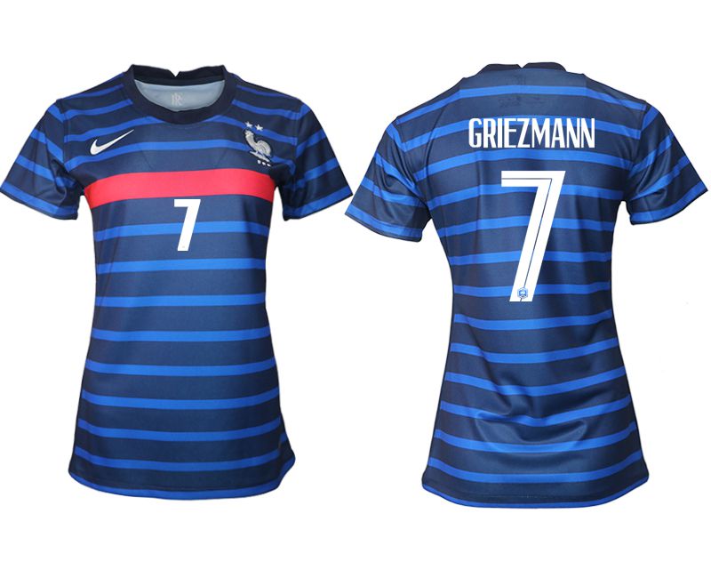 Cheap Women 2021-2022 France home aaa version blue 7 Soccer Jerseys